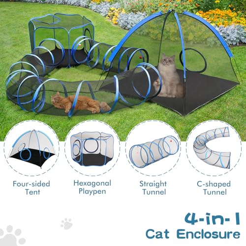 Outdoor Cat Enclosure with Tunnel and Storage Bag M72049