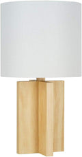 Pine Table Lamp with White Linen Shade M659