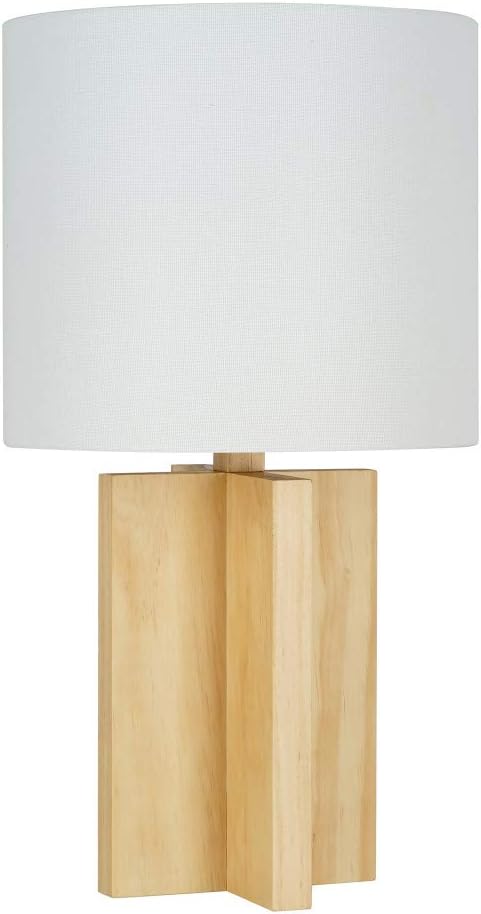 Pine Table Lamp with White Linen Shade M659