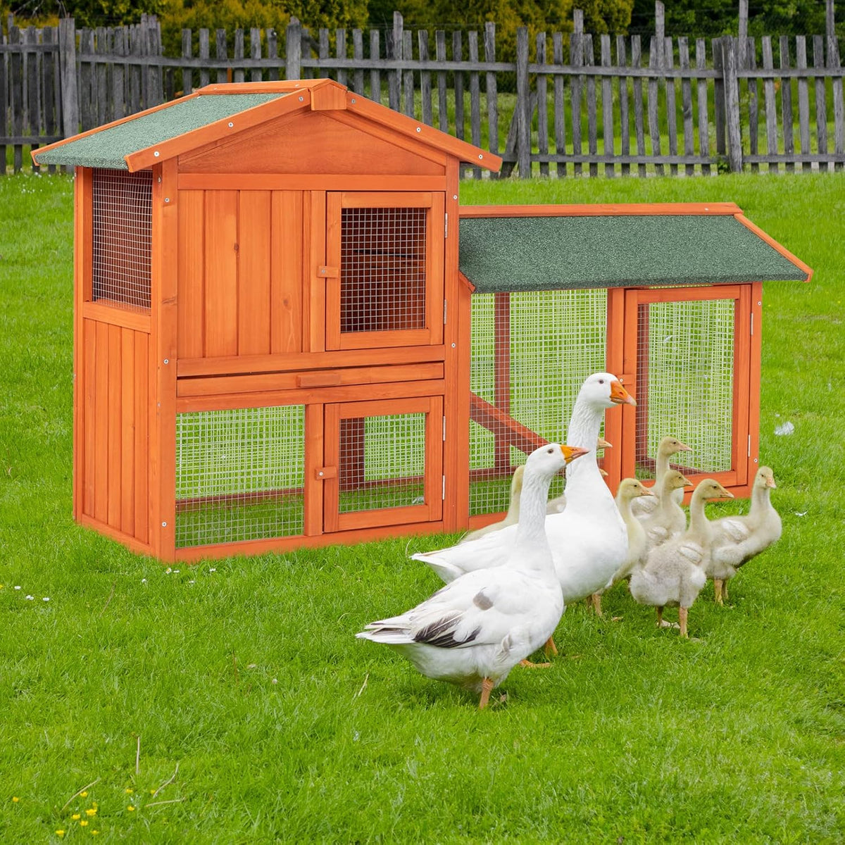 61" Wooden Chicken Coop with Waterproof Roof S34876