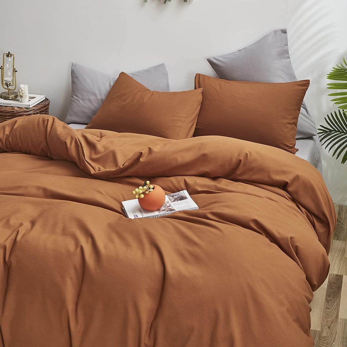 Solid Cinnamon Color Cal King 3 PCs Comforter Set S479