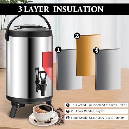 Stainless Steel Insulated Beverage Dispenser 2.64 Gallon 8 Liter A791737