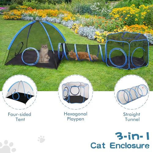 Outdoor Cat Enclosure with Tunnel and Storage Bag M72049