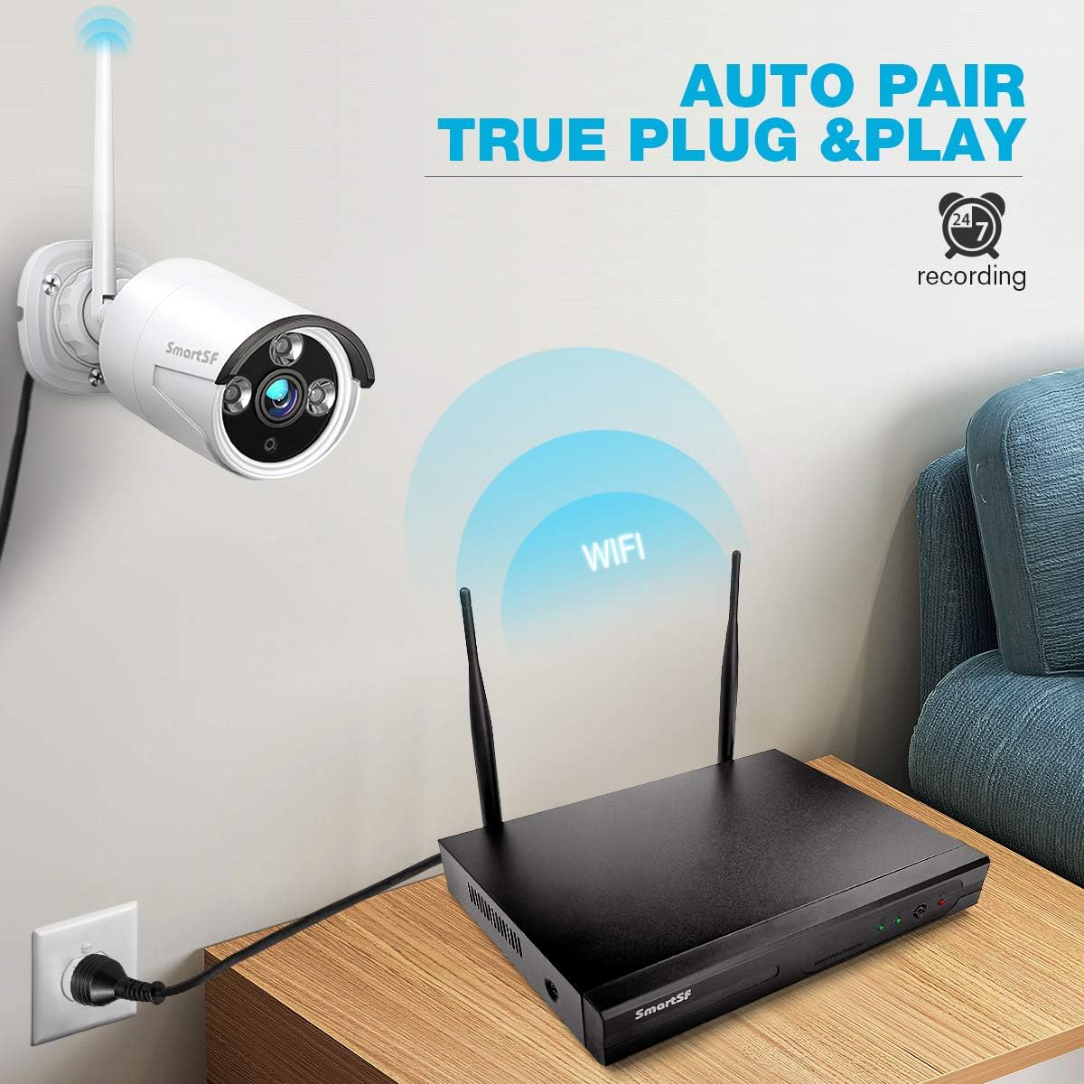 Wireless 8CH 1080P Security Camera System with 4 Weatherproof IP Cameras Y876