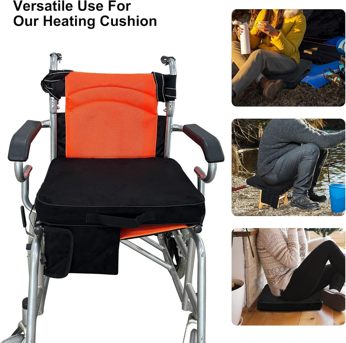 Portable Heated Seat Cushion with 3 Heating Settings Memory Foam O72347