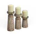 3-Piece Mango Wood and Iron Candle Holder Set C840671