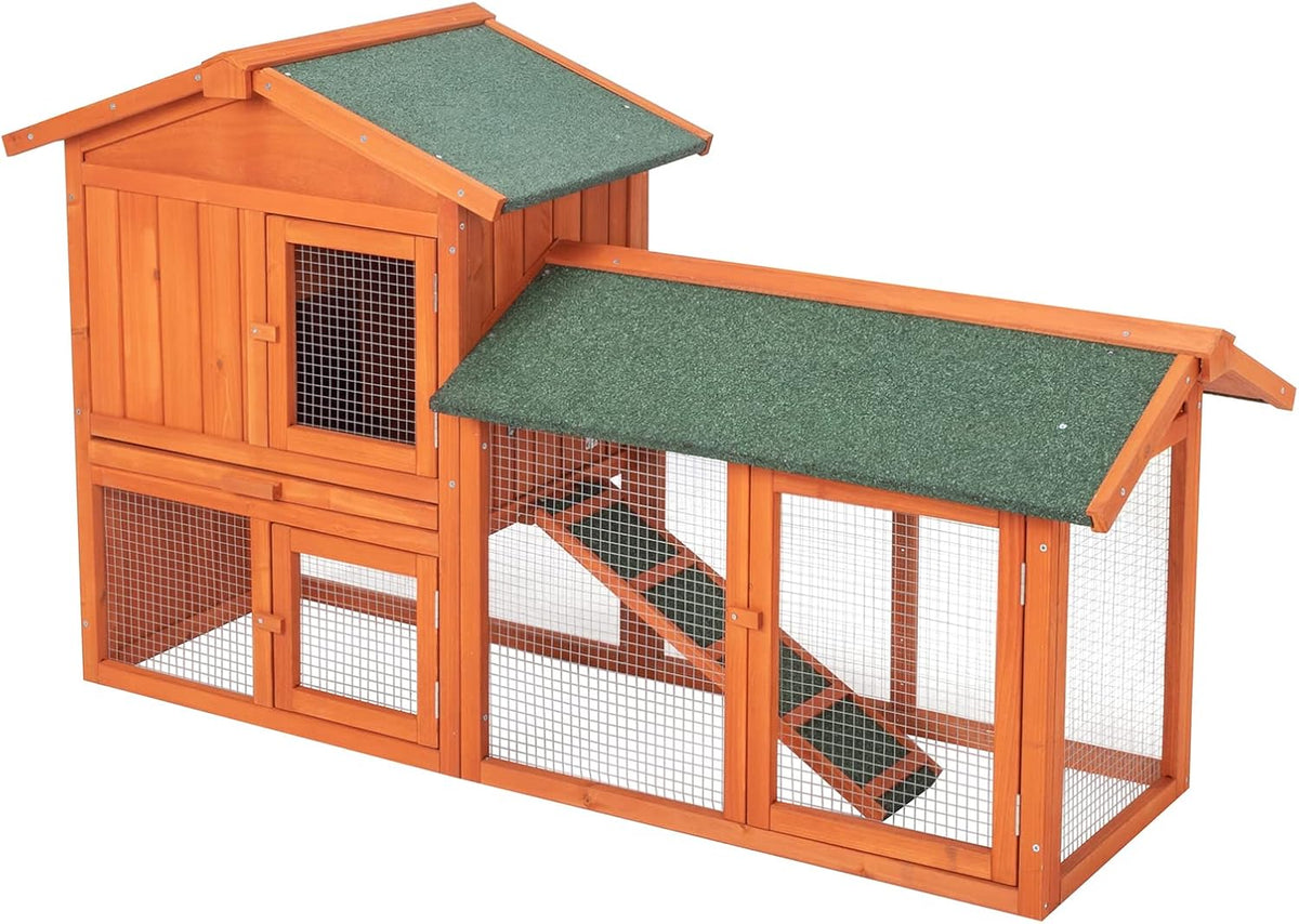 61" Wooden Chicken Coop with Waterproof Roof S34876