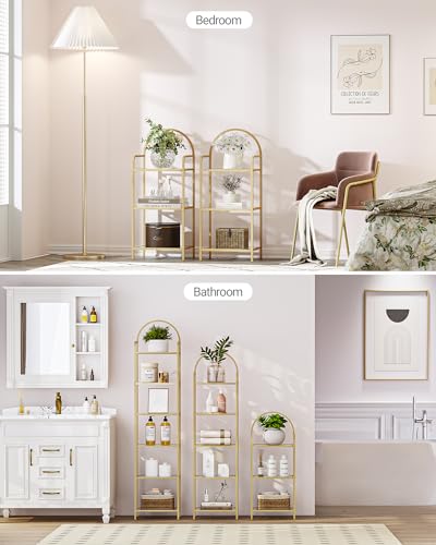 6 Tier Black Tempered Glass Steel Frame Bookcase K6537