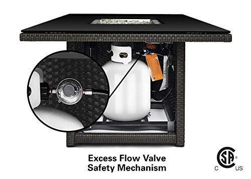 Slate Grey 36-Inch Outdoor Propane Gas Fire Pit Table with Tempered Glass Top T450