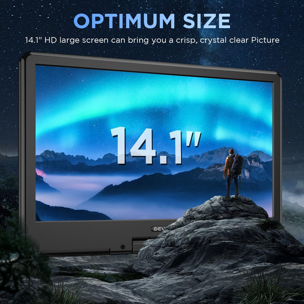 16.9" Portable DVD Player with 14.1" HD Screen, Rechargeable Battery, Dual Speakers X64106