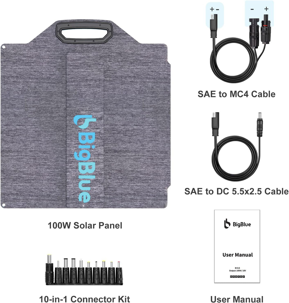 100W ETFE Portable Solar Panels with Kickstands, IP65 Waterproof M83405