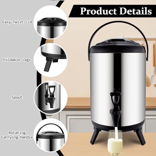 Stainless Steel Insulated Beverage Dispenser 2.64 Gallon 8 Liter A791737