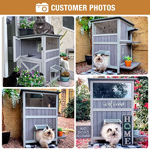 2-Story Outdoor Waterproof Cat Shelter O7298