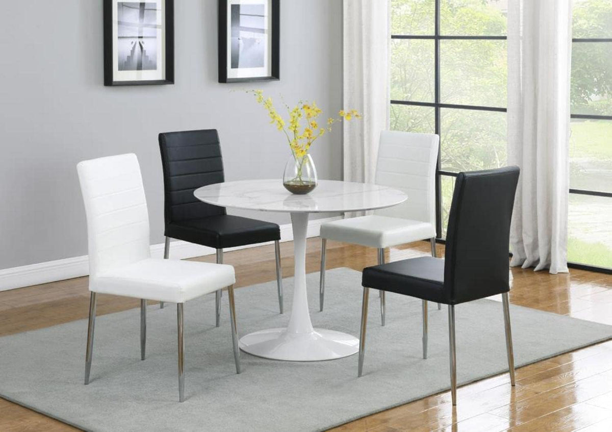 White Chrome Vinyl Dining Chairs Set of 4 F529797