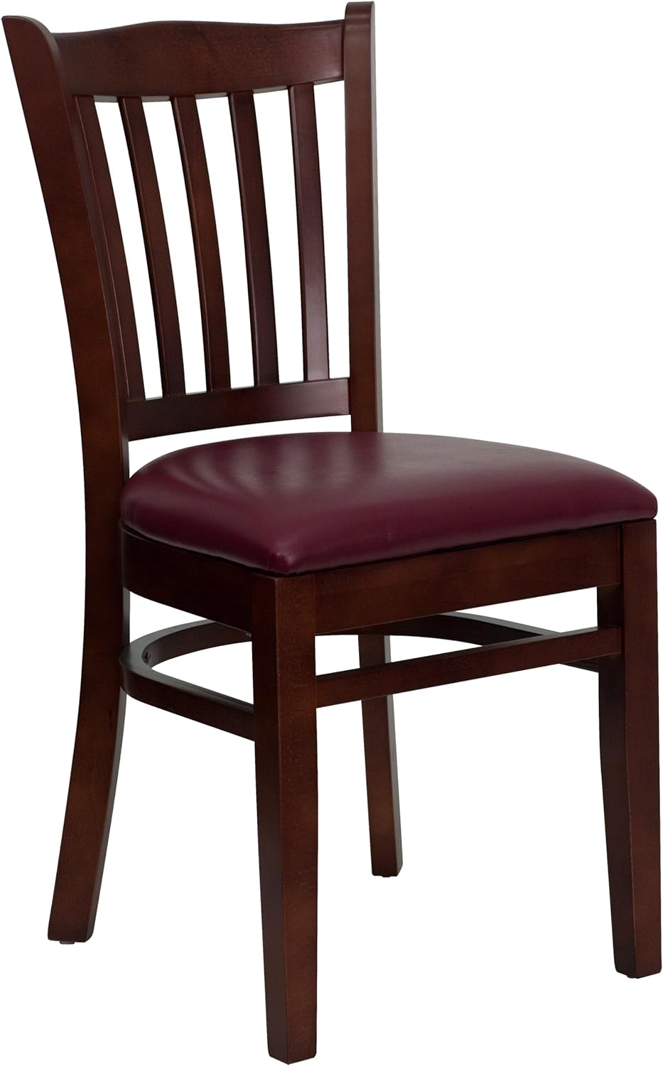 Vertical Slat Back Mahogany Wood Restaurant Chair X458866