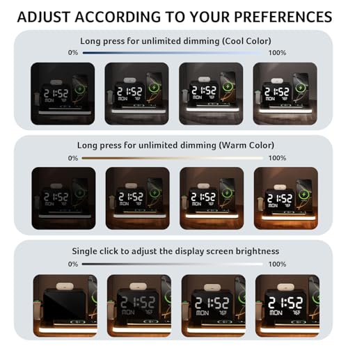 7-in-1 Wireless Charging Station with Adjustable Brightness Night Light F8411
