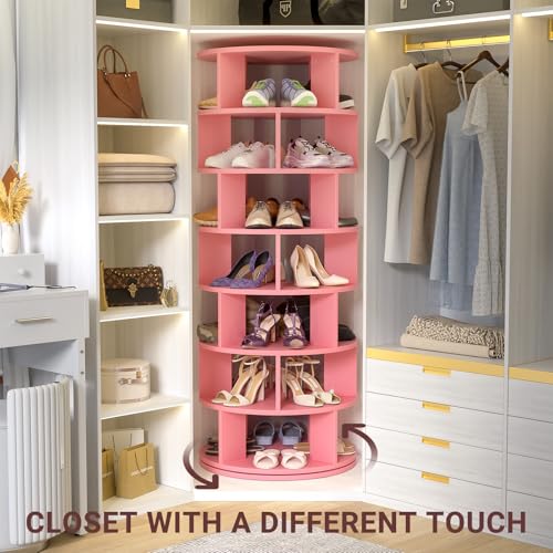 White 7-Tier Rotating Shoe Rack E622