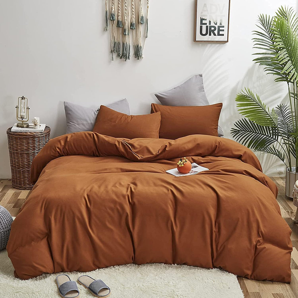 Solid Cinnamon Color Cal King 3 PCs Comforter Set S479