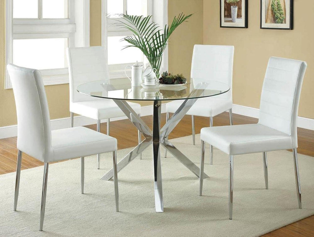 White Chrome Vinyl Dining Chairs Set of 4 F529797