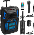 400W Portable Bluetooth PA Speaker System with Microphone and Rolling Wheels X476768