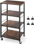 4 Tier Rolling Utility Cart with Wood Top and Metal Frame W887