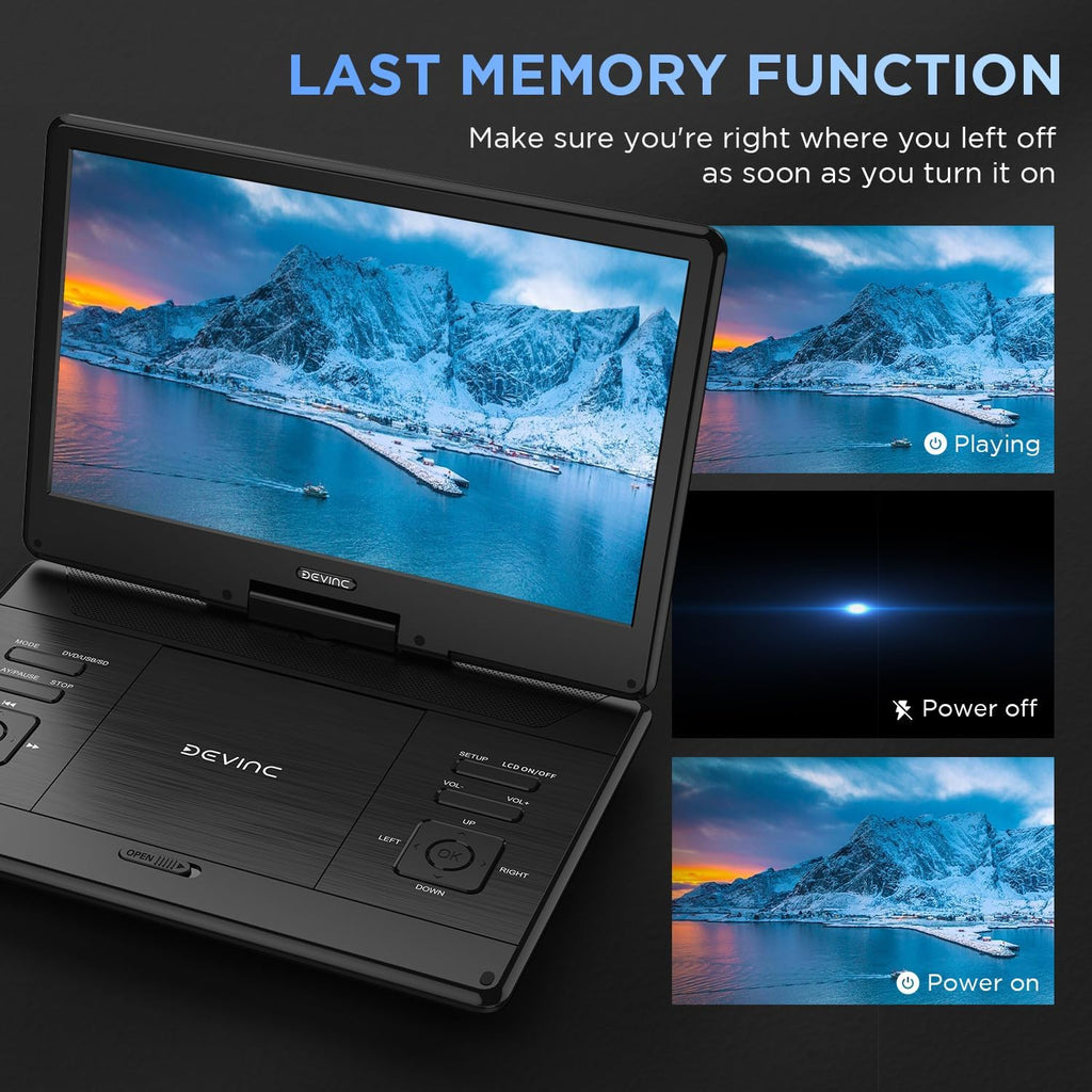 16.9" Portable DVD Player with 14.1" HD Screen, Rechargeable Battery, Dual Speakers X64106