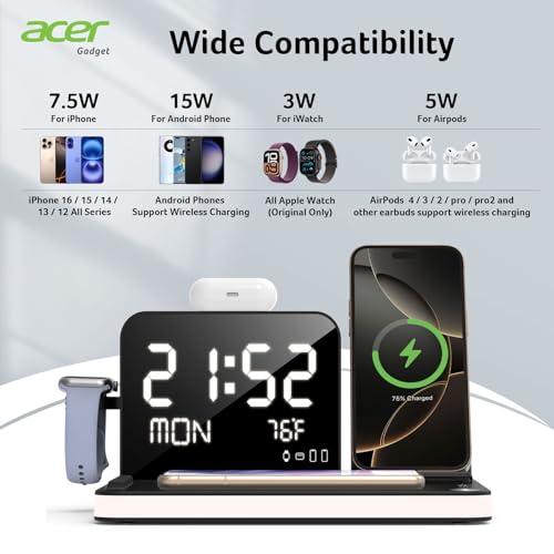 7-in-1 Wireless Charging Station with Adjustable Brightness Night Light F8411