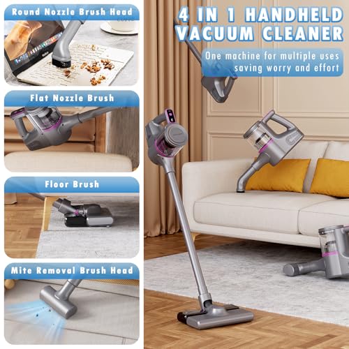 Cordless Stick Vacuum Cleaner with LED Display, 2000mAh Battery, Anti Hair Wrap P994