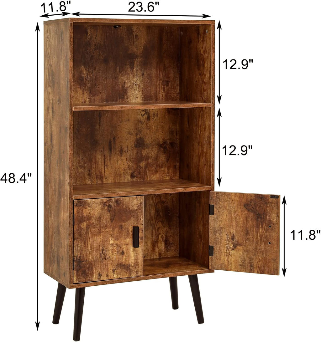 Rustic Brown Storage Cabinet with 1 Drawer 2 Doors 3 Shelves S156201