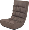 Brown Floor Chair Sleeper 4-Position Adjustable Angle Folding Lazy Sofa Cushioned Couch Lounger Q867