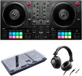 2 Deck Motorized DJ Controller with Cover and Closed-Back Headphones J250640