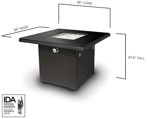 Slate Grey 36-Inch Outdoor Propane Gas Fire Pit Table with Tempered Glass Top T450