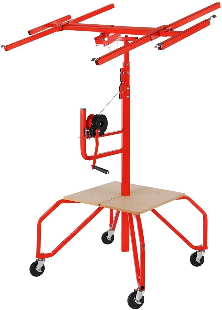 11FT Drywall Panel Hoist with Rolling Caster Wheel V32475