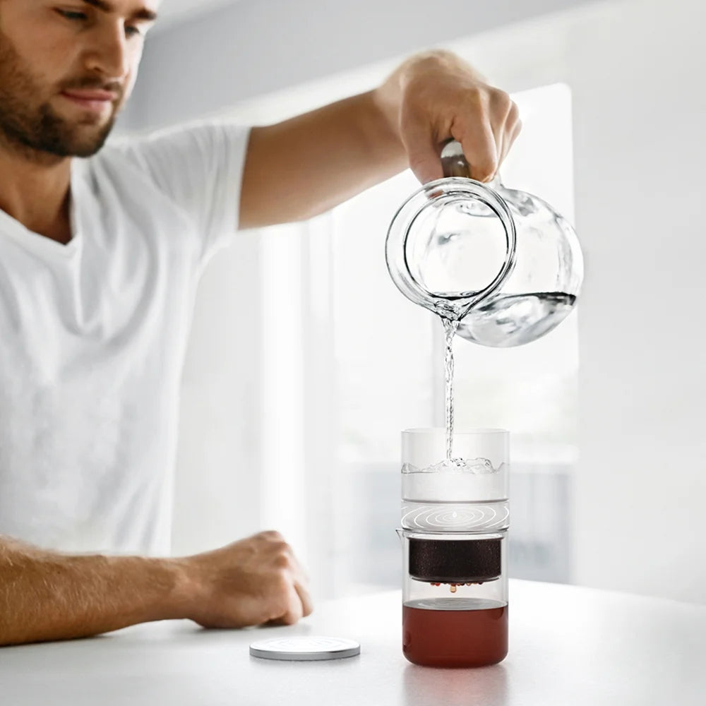 300ml Borosilicate Glass Cold Brew Coffee and Tea Maker with Cleaning Brush and Spoon A446