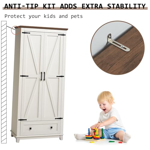 72" Tall Storage Cabinet with Adjustable Shelves & Barn Doors L199