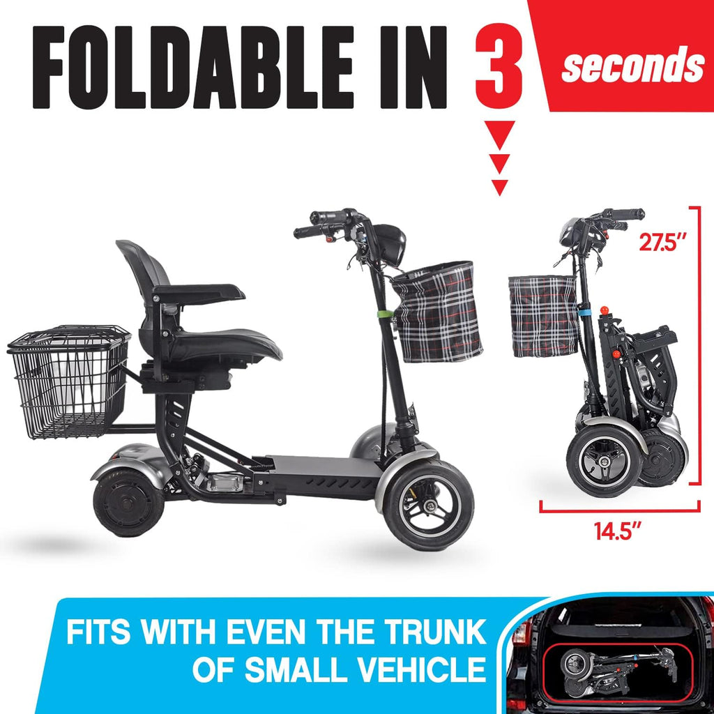 Foldable 4 Wheel Mobility Scooter with Long Range Battery 15.6AH Z2688