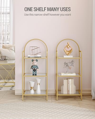 6 Tier Black Tempered Glass Steel Frame Bookcase K6537