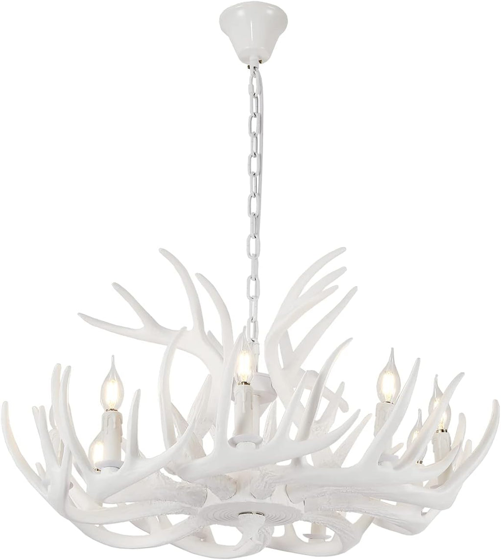 White Antler Chandelier 12 Antlers 9 Lights K6073