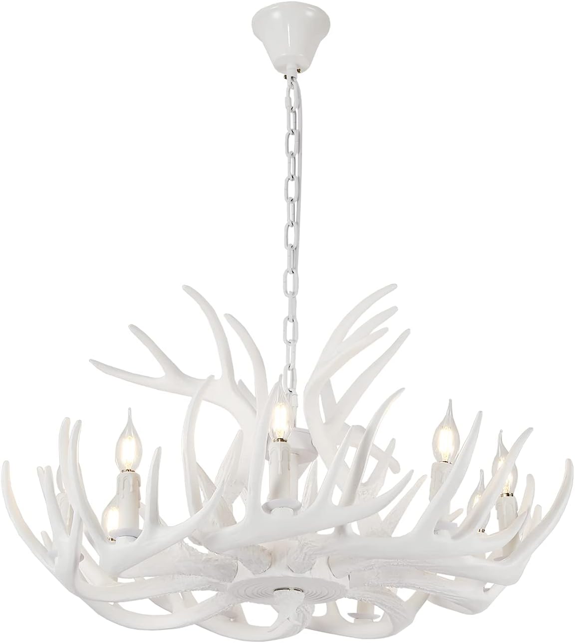 White Antler Chandelier 12 Antlers 9 Lights K6073