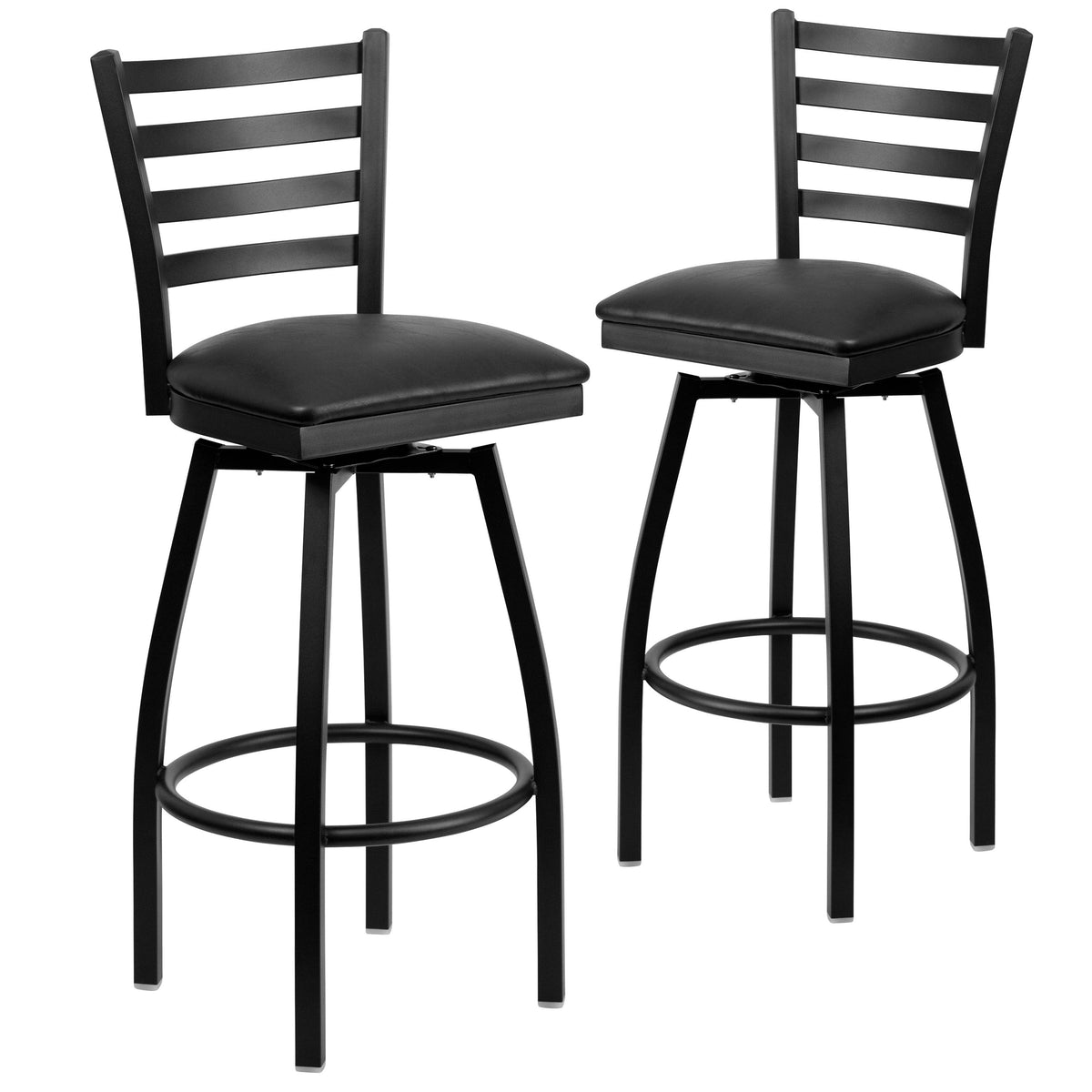 2 Pack Swivel Metal Barstool Black Vinyl Seat P771249