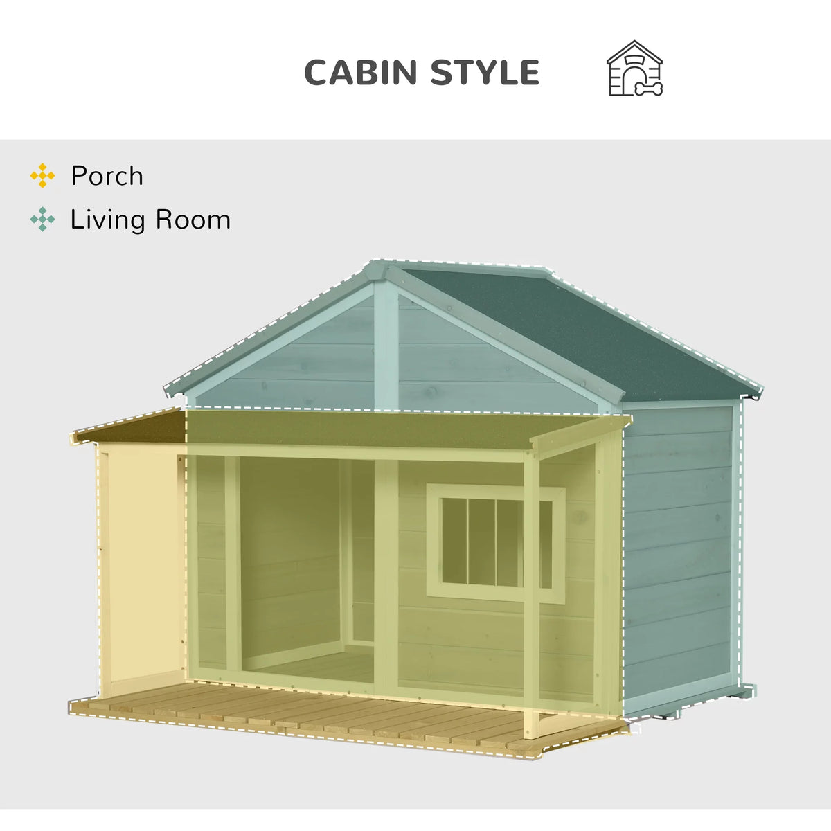 Grey Wooden Outdoor Dog House with Asphalt Roof A294