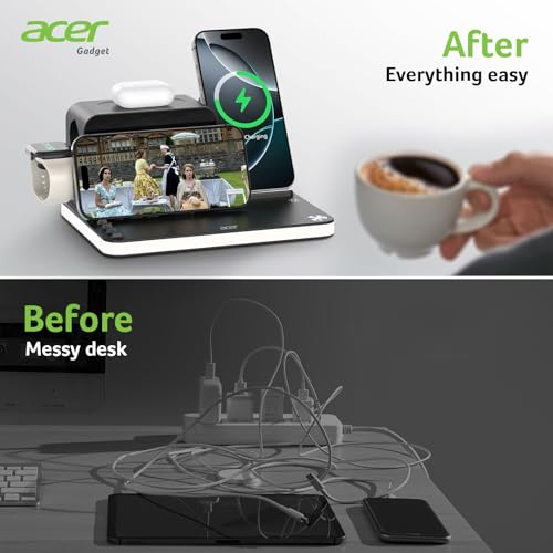7-in-1 Wireless Charging Station with Adjustable Brightness Night Light F8411