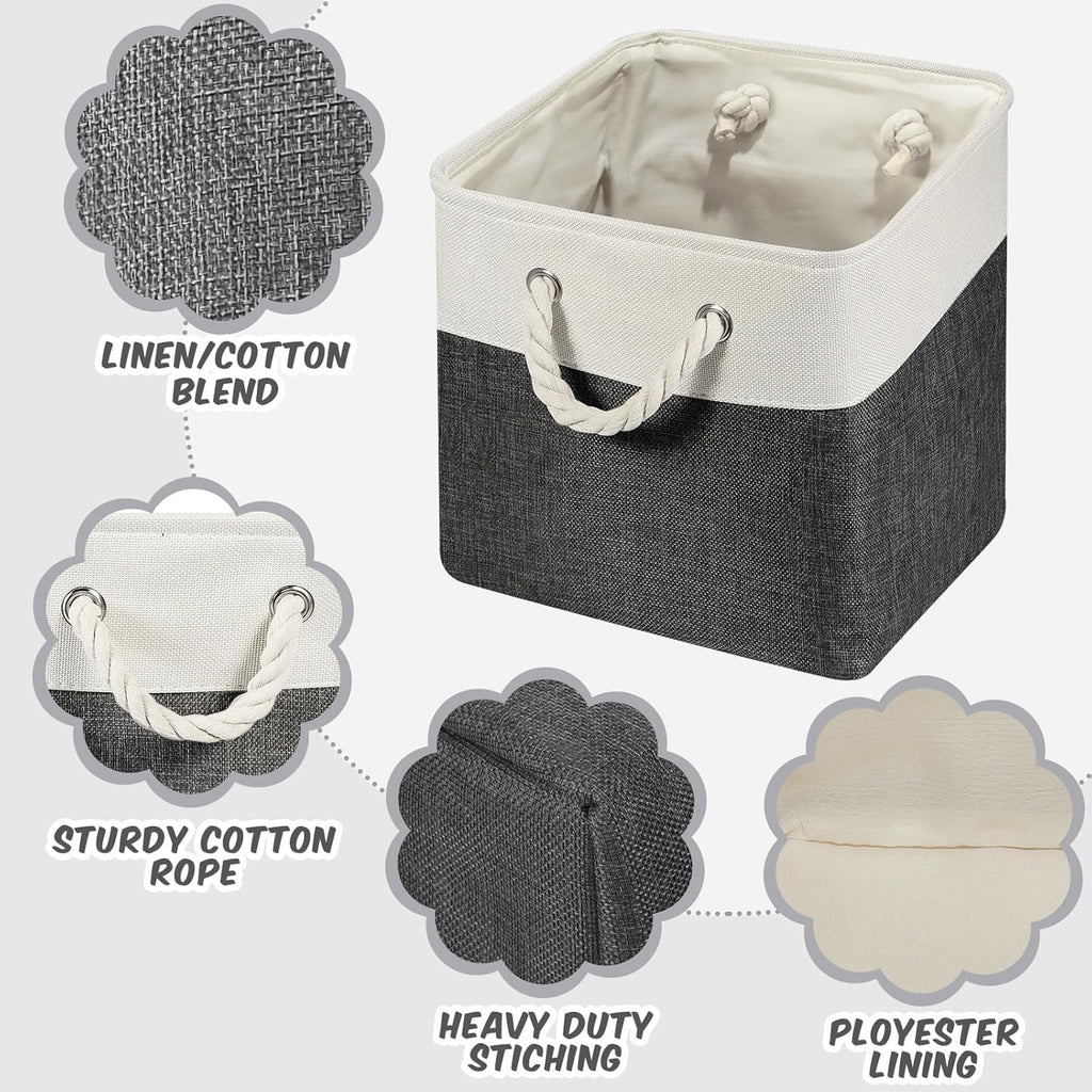 6 Pcs 11 x 11 Inch Fabric Cube Storage Bins with Handles K191930