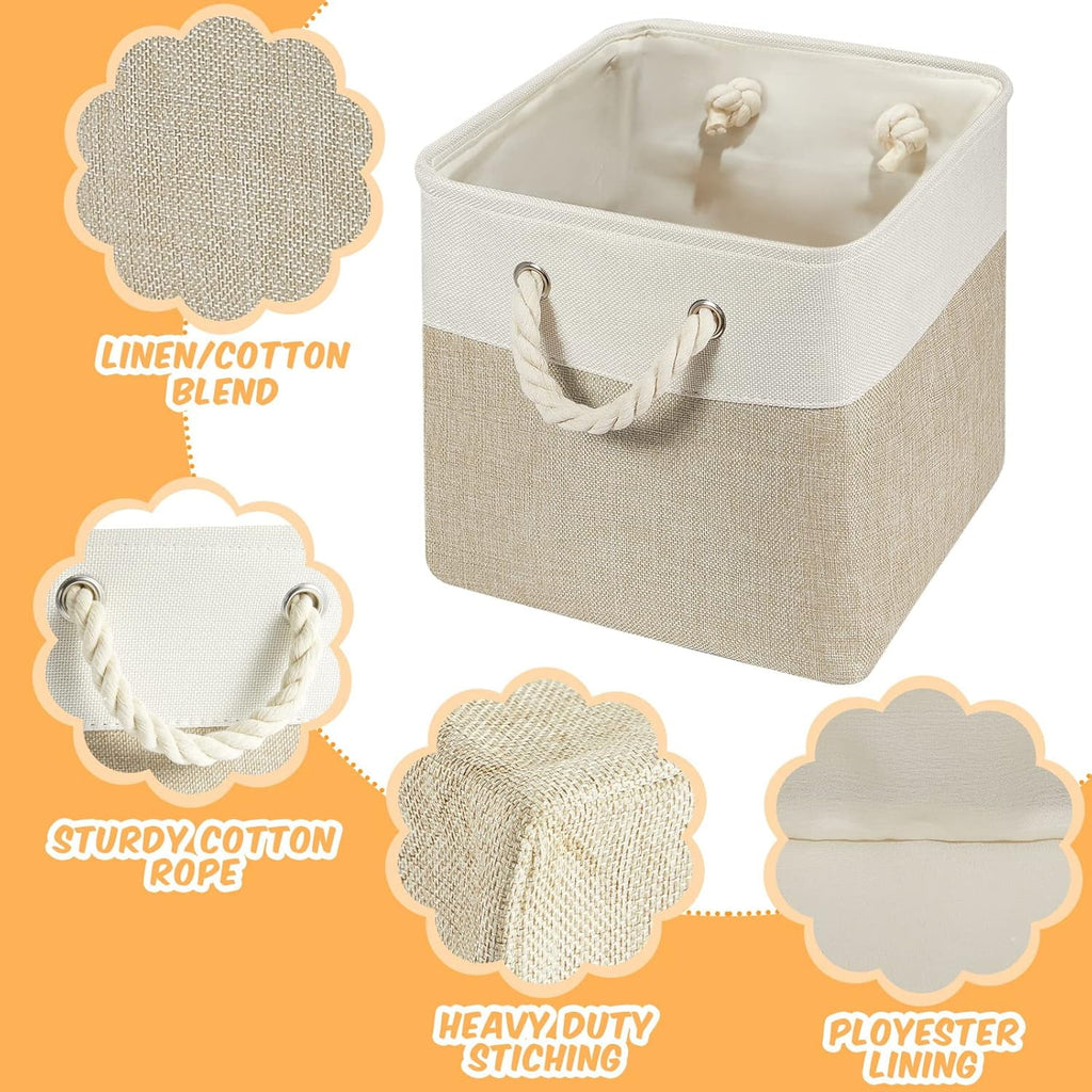 6 Pcs 11 x 11 Inch Fabric Cube Storage Bins with Handles K191930