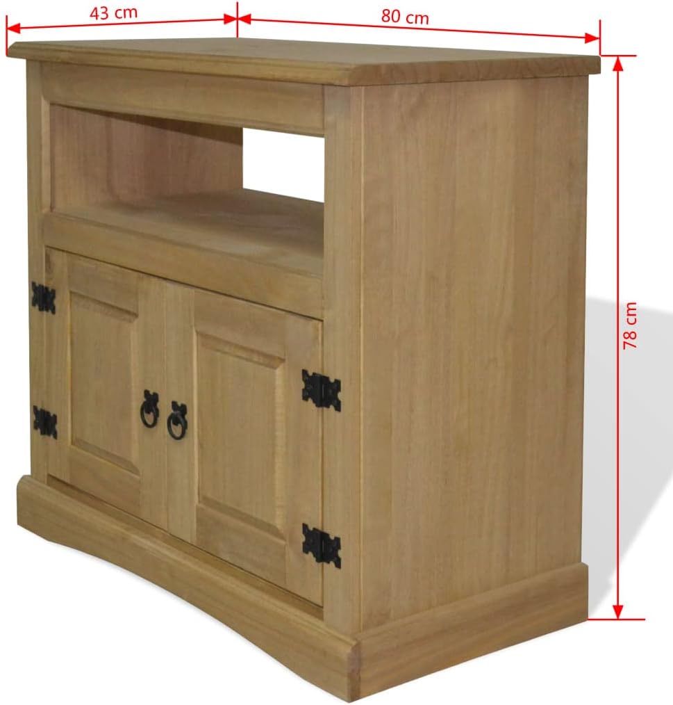 Rustic TV Cabinet with Storage Space, Mexican Pine, 31.5"x16.9"x30.7" D78595