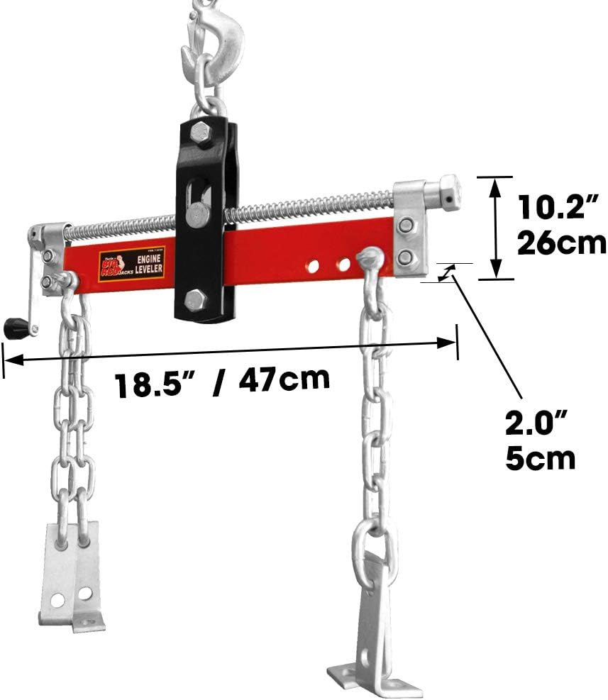 Steel 3 Position Engine Leveler with Adjustable Handle, 3/4 Ton (1,500 lb) Capacity, Pack of 2 A21228
