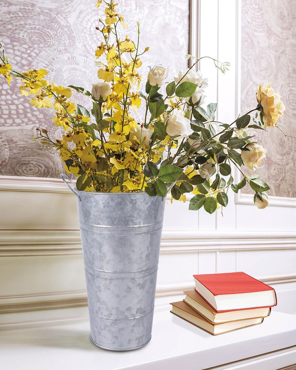 6 Pcs Galvanized Metal Vases with Handles (Silver) R2792