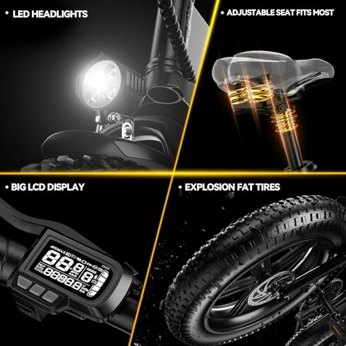 20" Fat Tire 750W 48V 12.8AH/15AH/20AH Battery 7-Speed Folding Electric Bike Z79614