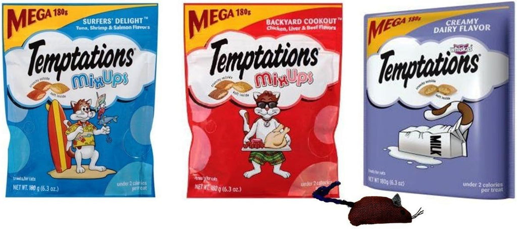 Mega Size Low Calorie Cat Treats 3 Flavor Variety Bundle (6.3 Ounces) I457