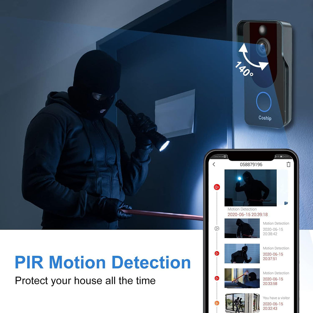 WiFi Video Doorbell Camera 1080P HD Night Vision IP65 Waterproof K9364